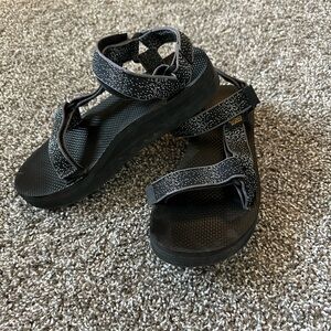 Teva Black Platform Sandals with Speckled/sparkle Design